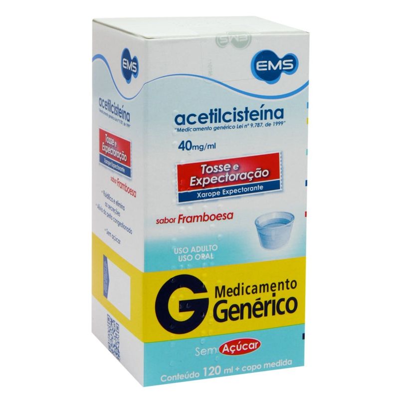 Acetilcisteina Xarope Adulto 40mg 120ml Genérico EMS - Pense Farma