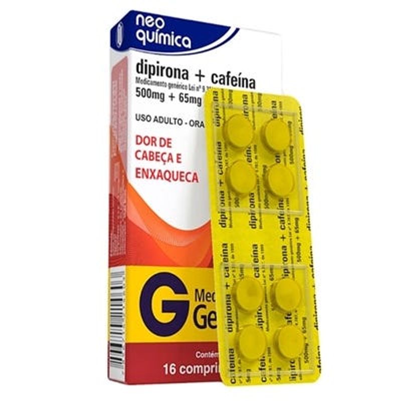 Dipirona-500mg---Cafeina-65mg-Neo-Quimica-Generico-Caixa-16-Comprimidos