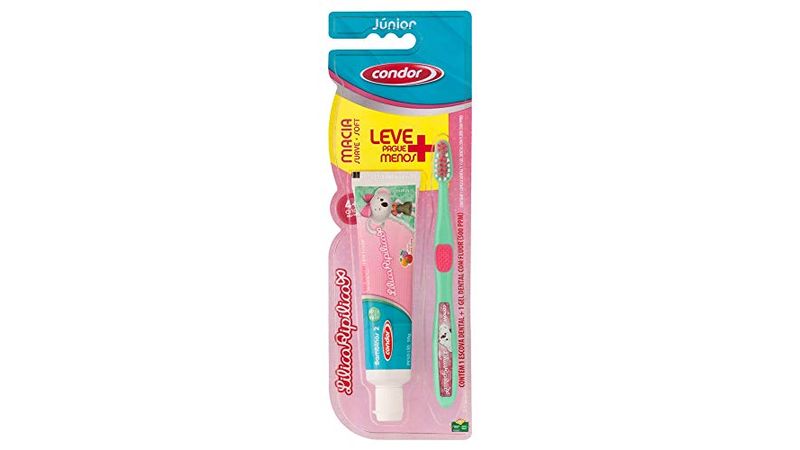 Escova-Dental-Infantil-Condor-Lilica-Macia-2-a-5-Anos---Gel-Dental-Infantil-