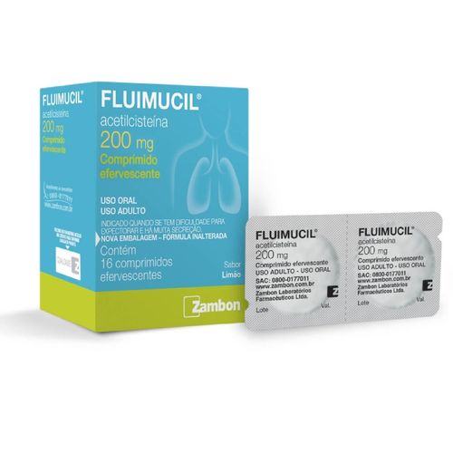 Fluimucil 200mg Sabor Limão Caixa 16 Comprimidos Efervecentes