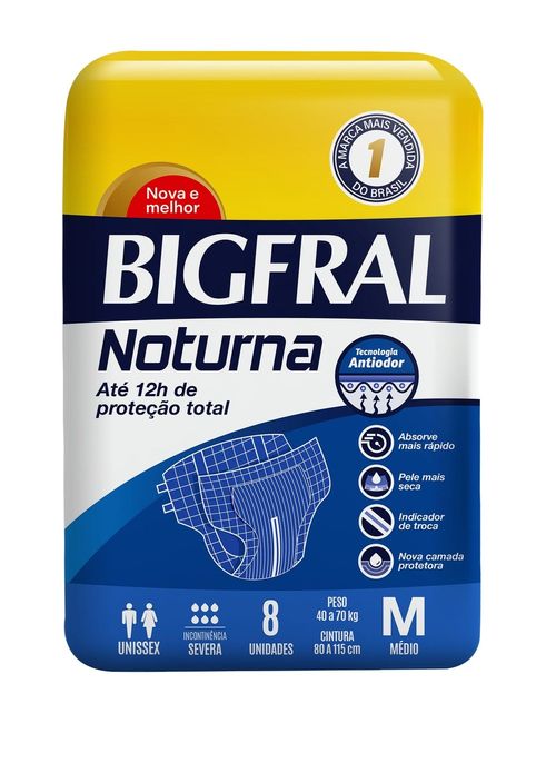 Fralda Geriátrica Bigfral Noturna M 8 Unidades