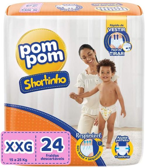 Fralda Pompom Shortinho Jumbo XXG 24 Unidades
