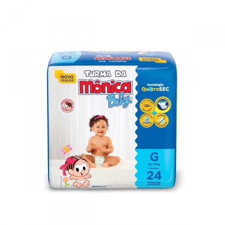 Fralda Turma da Mônica Baby G 24 Unidades