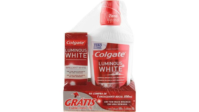 Kit-Enxaguatorio-Bucal-Colgate-Luminous-White-500ml---Creme-Dental-70g