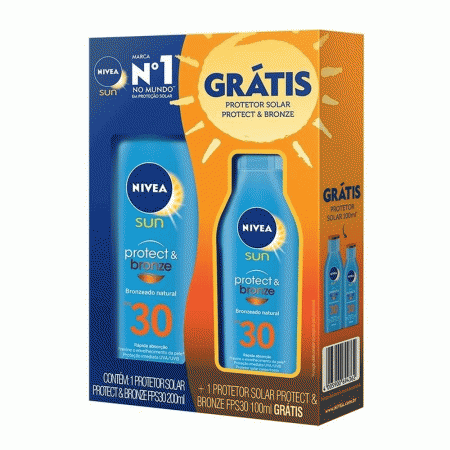 Kit Protetor Solar Nivea Protect Bronze FPS30 Frasco 200ml + FPS30 Frasco 100ml