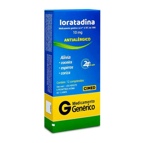 Loratadina 10mg Cimed Genérico Caixa 12 Comprimidos