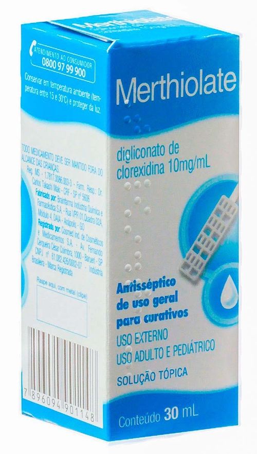 Merthiolate Antisséptico Incolor 1% Frasco 30ml