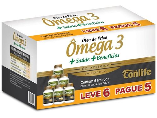 Ômega 3 500mg Conlife 30 Cápsulas Leve 6 Pague 5 Potes