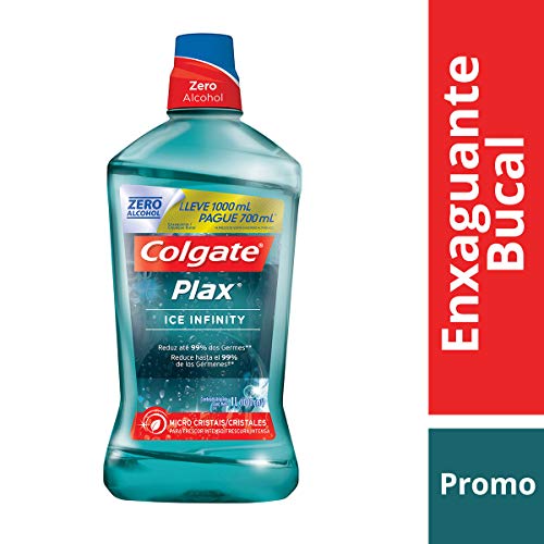 Enxaguatório Bucal Colgate Plax Ice Infinity Sem Álcool Leve 1L Pague 700ml