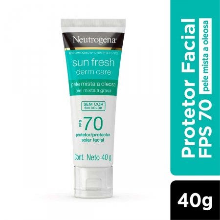 Protetor Solar Facial Neutrogena Sun Fresh Derm Care Pele Mista a oleosa sem Cor FPS70 40g
