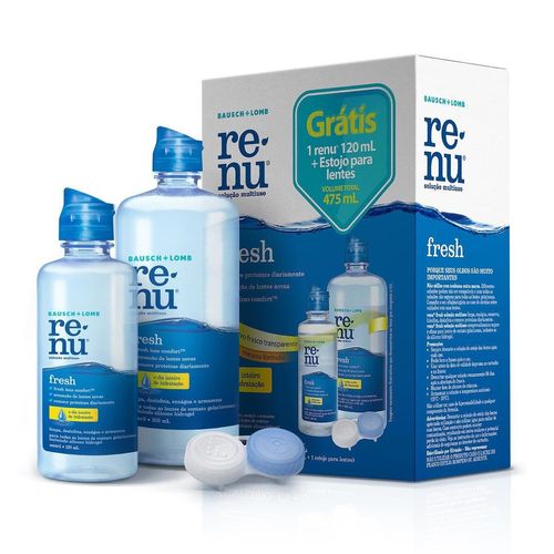 Renu Fresh Solução para Lentes de Contato Frasco 355ml + Frasco 120ml + Estojo para Lentes