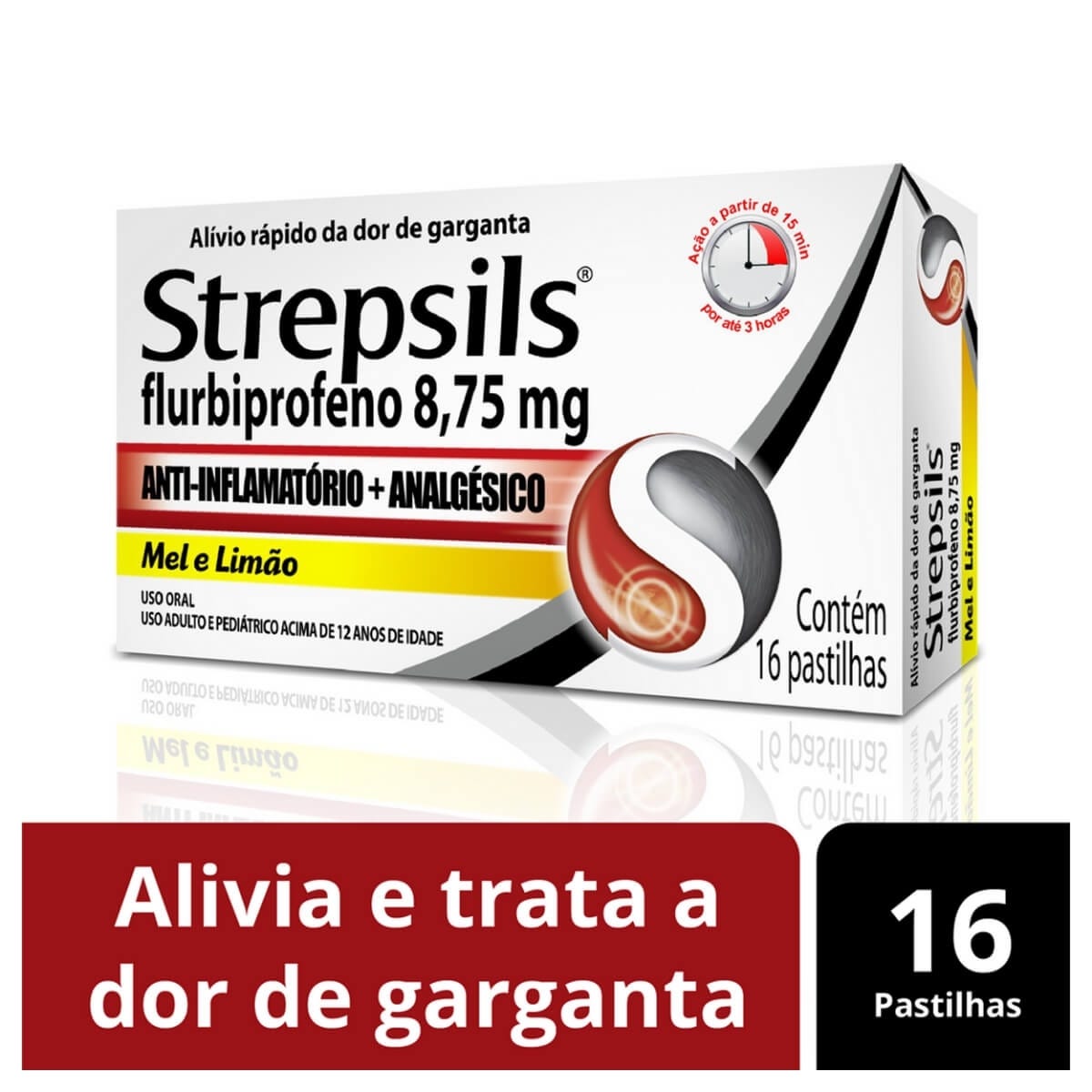 Strepsils Mel e Limão Caixa 16 Pastilhas - Farma Conde