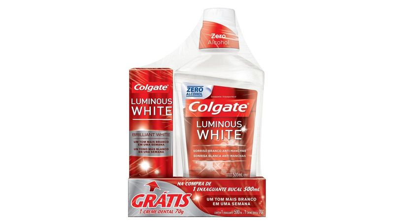 Kit-Enxaguatorio-Bucal-Colgate-Luminous-White-500ml---Creme-Dental-70g