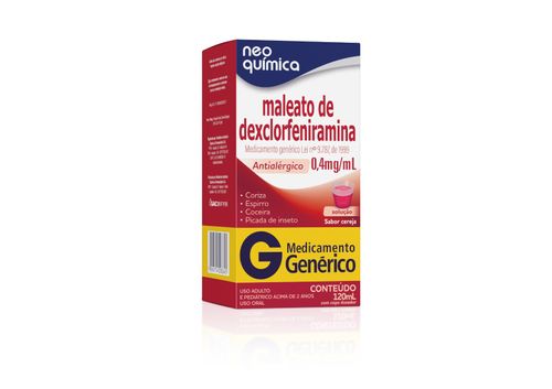 Maleato de Dexclorfeniramina 0,4mg/ml Neo Química Genérico Solução Oral Frasco 120ml