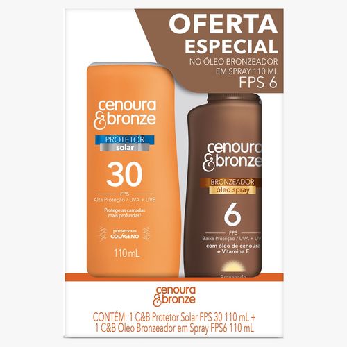 Kit Protetor Solar Cenoura & Bronze FPS30 Frasco 110ml + Óleo FPS6 Frasco 110ml