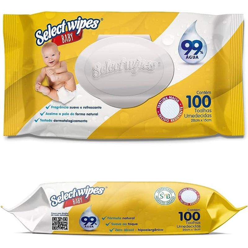 Toalhinhas Umedecidas Select Wipes Baby 100 Unidades - Farma Conde