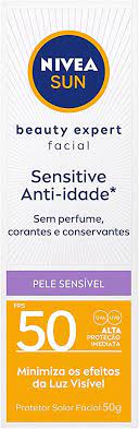 Protetor Solar Facial Nivea Sun Beauty FPS50 Sensitive 50g