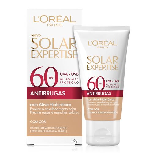 Protetor Solar L'Oréal Solar Expertise Facial FPS60 Antirrugas Com Cor 40g