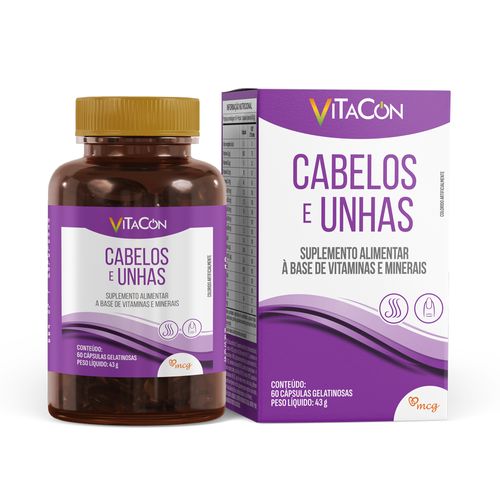 Suplemento Vitaminico E Mineral Cabelos E Unhas 60 Capsulas Mcg