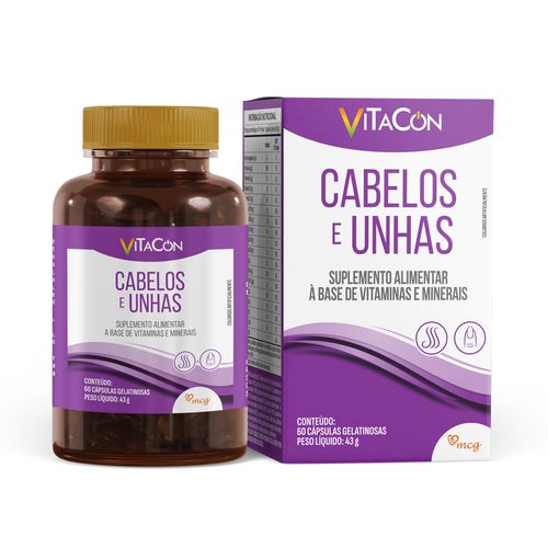 Vitacon Cabelos e Unhas Caixa 60 Cápsulas