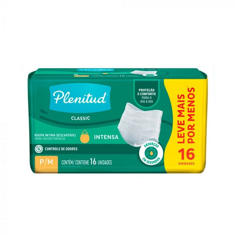 Roupa Íntima Descartável Plenitud Classic Tamanho P/M 16 Unidades