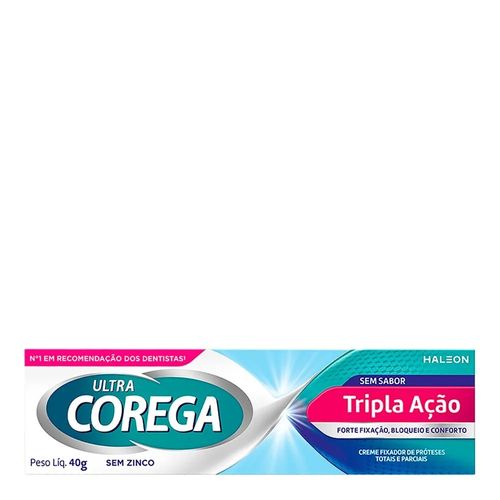 Fixador de Dentadura Ultra Corega Tripla Ação Sem Sabor Creme 40g
