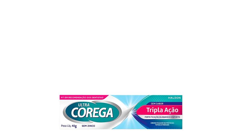 Fixador de Dentadura Ultra Corega Tripla Ação Sem Sabor Creme 40g