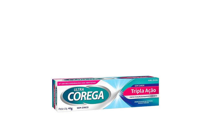 Fixador de Dentadura Ultra Corega Tripla Ação Sem Sabor Creme 40g