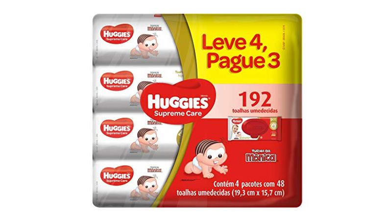 Toalhinhas Umedecidas Huggies Supreme Care 4 Pacotes 48 Unidades - 7896018704008