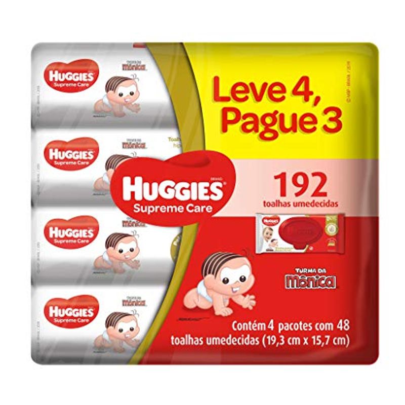 Toalhinhas Umedecidas Huggies Supreme Care 4 Pacotes 48 Unidades - 7896018704008