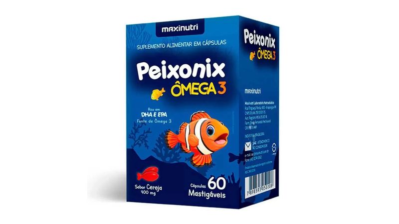 7898593052208 - Peixonix Maxinutri Cereja Caixa 60 Cápsulas Mastigáveis