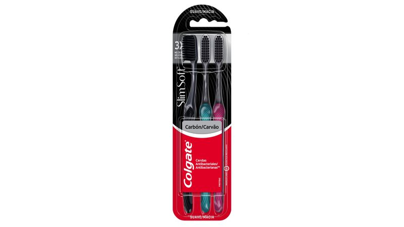 Escova Dental Colgate Slim Soft Black Macia 3 Unidades