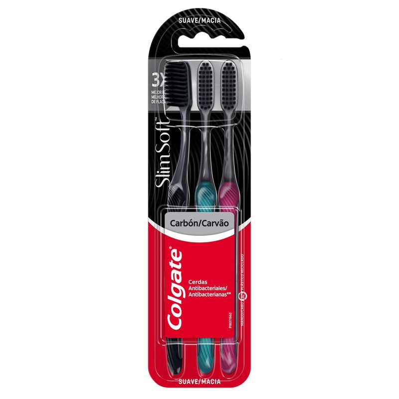 Escova Dental Colgate Slim Soft Black Macia 3 Unidades