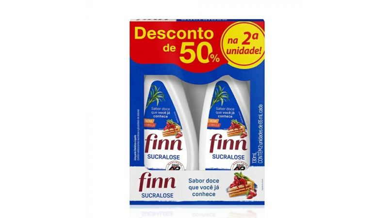 Adoçante Finn Sucralose 65ml 2 Unidades Desconto 50% na Segunda Unidade
