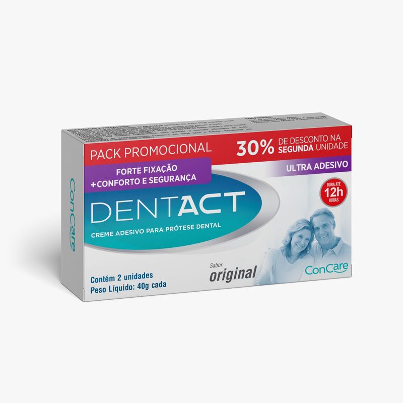 7898623354845-Fixador de Dentadura Dentact Sabor Original 40g 2 Unidades Desconto 30% na Segunda Unidade