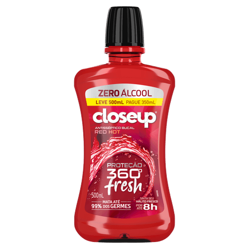 Enxaguatório Bucal Closeup Red Hot Leve 500 Pague 350ml