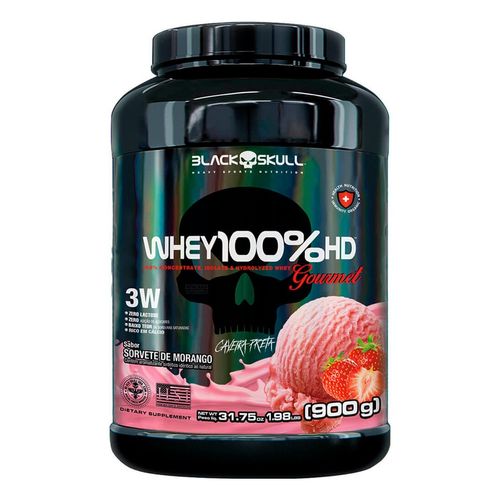 Whey Protein 100% HD Black Skull Sorvete de Morango 900g
