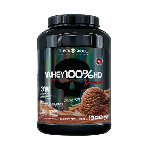 Whey Protein 100% HD Black Skull Gourmet Sorvete de Chocolate 900g