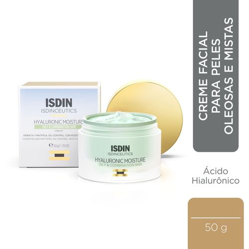 Isdin Creme Facial Anti-Idade Hyaluronic Moisture Pele Mista e Oleosa Pote 50g