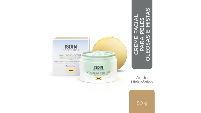 Isdin Creme Facial Anti-Idade Hyaluronic Moisture Pele Mista e Oleosa Pote 50g