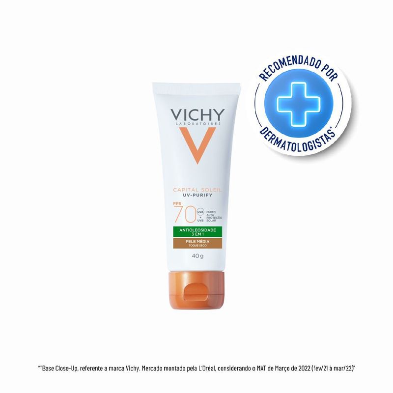 Vichy Protetor Solar Rosto FPS70 Ideal Soleil Média 40g