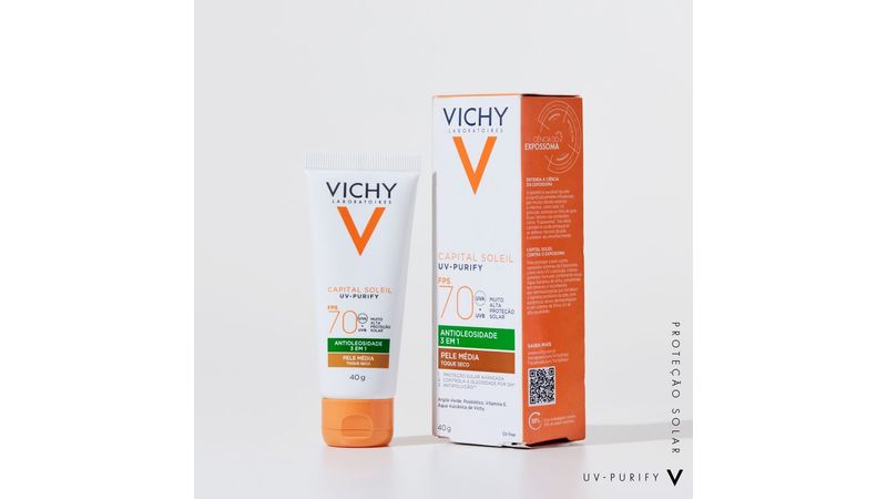 Vichy Protetor Solar Rosto FPS70 Ideal Soleil Média 40g