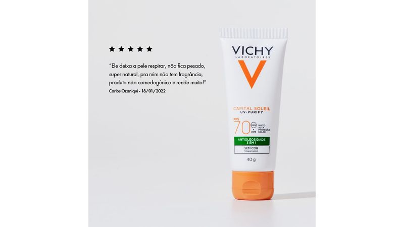 Vichy Protetor Solar Rosto FPS70 Ideal Soleil Média 40g