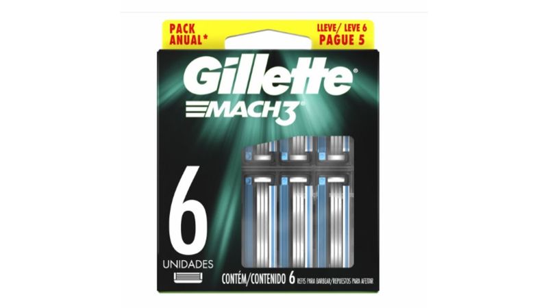 Carga para Aparelho de Barbear Gillette Mach 3 Leve 6 Pague 5