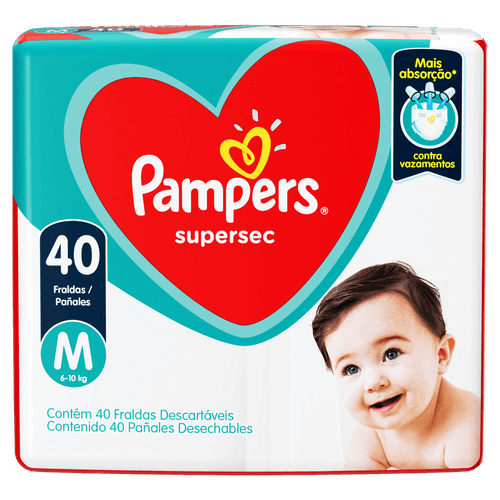 Fralda Pampers Supersec Mega M 40 Unidades