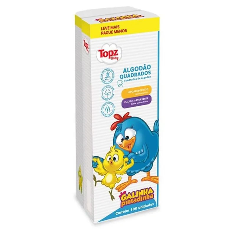 Algodão Topz Baby Galinha Pintadinha Quadrado Leve 100 Pague 90