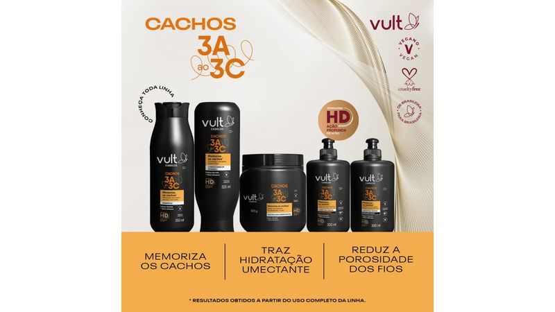 Condicionador Vult Cabelos Cachos 3A ao 3C Condicionador Intensivo Frasco 325ml