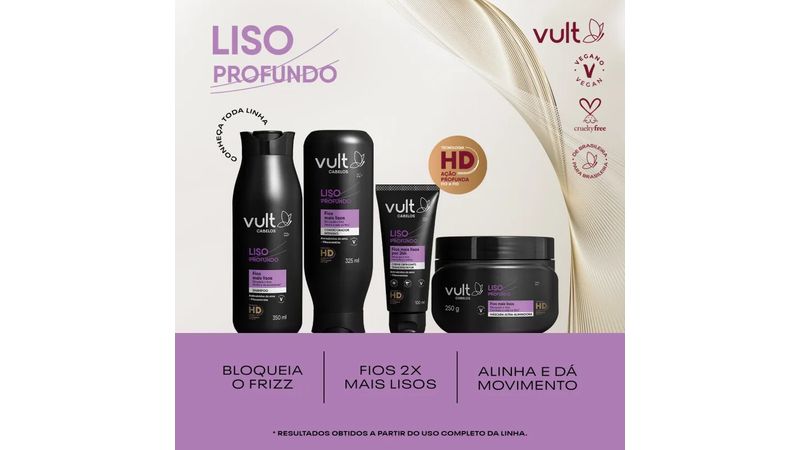 Condicionador Vult Cabelos Liso Profundo Condicionador Intensivo Frasco 325ml