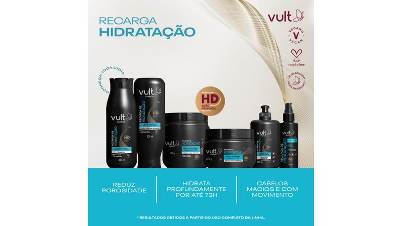 Condicionador Vult Cabelos Recarga de Hidratação Condicionador Intensivo Frasco 325ml