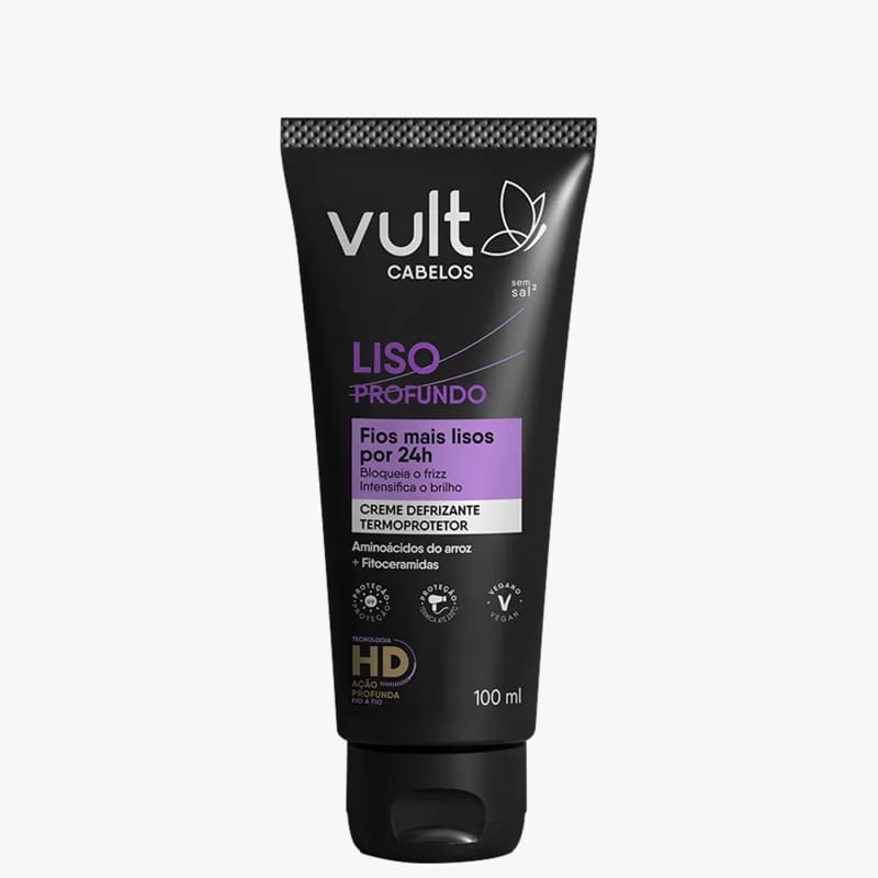 Creme Defrizante Termoprotetor Vult Cabelos Liso Profundo 100ml